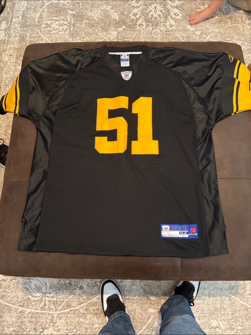 Reebok Men's Black Jersey with Gold Number 51